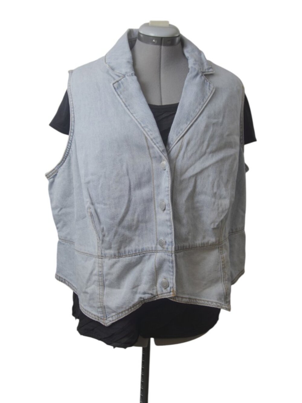 NWT Ava & Viv Denim Vest 2X Cropped Tailored Notched Lapel Plus Size